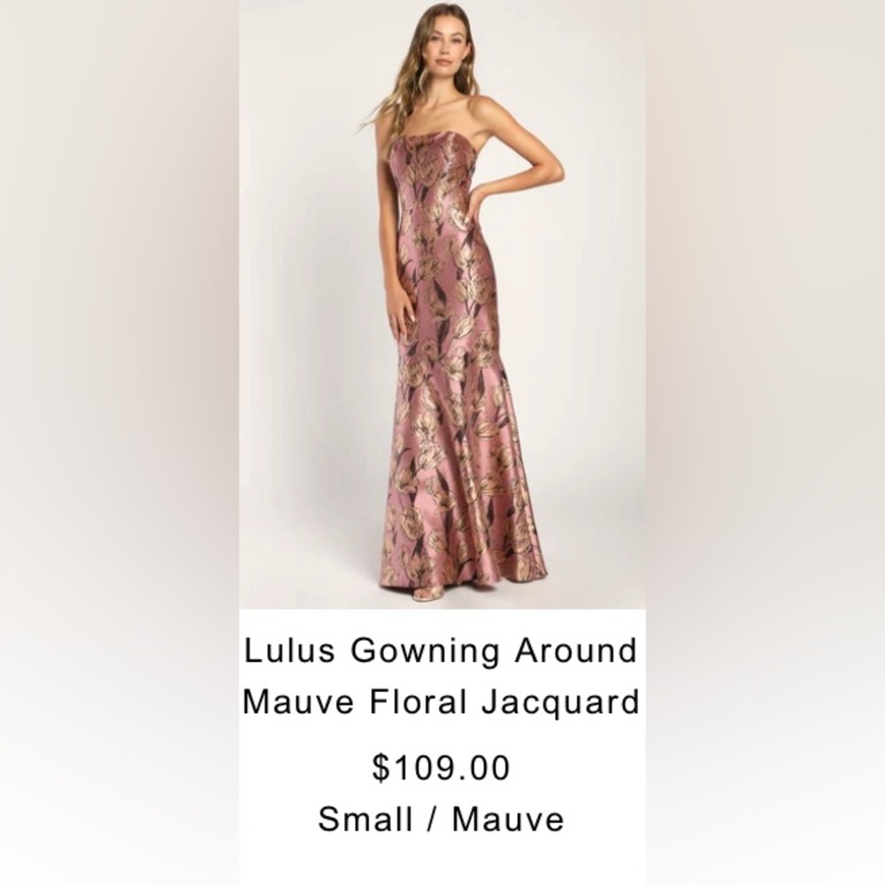 Lulus Gowning Around Mauve Floral Jacquard Dress